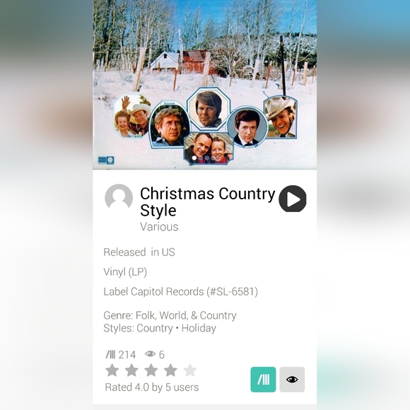 Christmas Country Style Vinyl LP - Various Artists Capitol Records - Picture 16 of 16